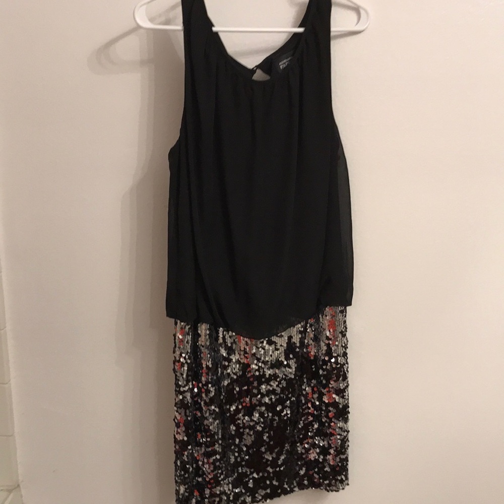 Black and sequin mini party dress